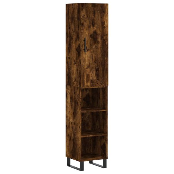 vidaXL Buffet haut Ch&ecirc;ne fum&eacute; 34,5x34x180 cm Bois d'ing&eacute;nierie