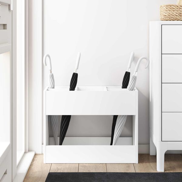 vidaXL Porte-parapluie Blanc 65 x 24 x 50 cm Bois d'ing&eacute;nierie