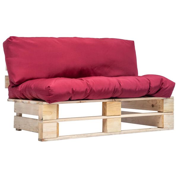 vidaXL Canap&eacute; de jardin palette avec coussins rouge Pin&egrave;de