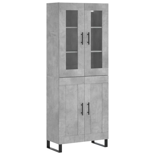 vidaXL Buffet haut Gris b&eacute;ton 69,5x34x180 cm Bois d'ing&eacute;nierie