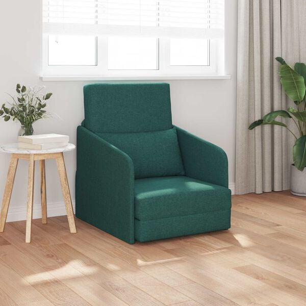 vidaXL Canap&eacute;-Lit 60cm Vert fonc&eacute; tissu