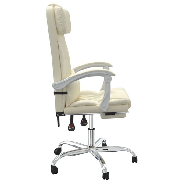 vidaXL Fauteuil inclinable de bureau Crème Similicuir