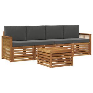 vidaXL Ensemble de canap&eacute;s d'ext&eacute;rieur 5 pcs Naturel et Anthracite