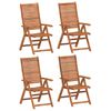 vidaXL Fauteuils pliants inclinables, lot de 4, 56 x 72 x 107 cm, en bois d'acacia massif