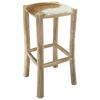 vidaXL Tabouret de bar cuir de ch&egrave;vre et bois de teck solide