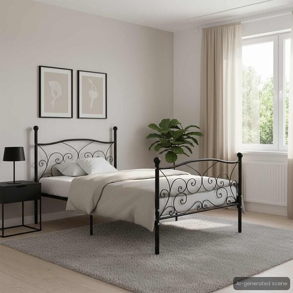 vidaXL Cadre de lit sans matelas avec sommier &agrave; lattes m&eacute;tal 100x200cm