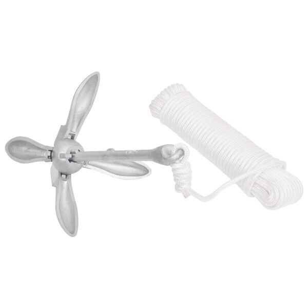 vidaXL Ancre pliable avec corde argent&eacute; 8 kg fonte galvanis&eacute;e &agrave; chaud