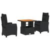 vidaXL Ensemble &agrave; manger de jardin avec coussins 3 pcs Noir