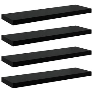 vidaXL &Eacute;tag&egrave;re murale flottante 4 pcs Noir brillant 80x23,5x3,8 cm MDF