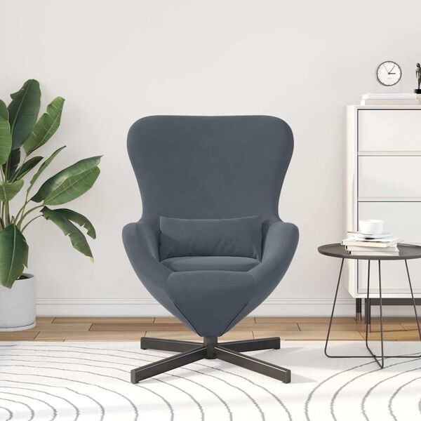 vidaXL Fauteuil &oelig;uf Gris fonc&eacute; 63 x 73 x 90 cm Velours