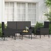 vidaXL Salon de jardin 4 pcs avec coussins Noir R&eacute;sine tress&eacute;e
