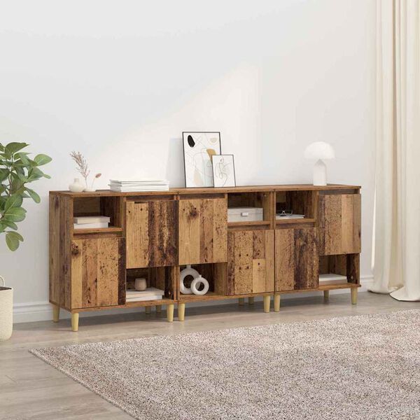 vidaXL Buffets 3 pcs Bois Ancien 60 x 35 x 70 cm Bois d'ing&eacute;nierie