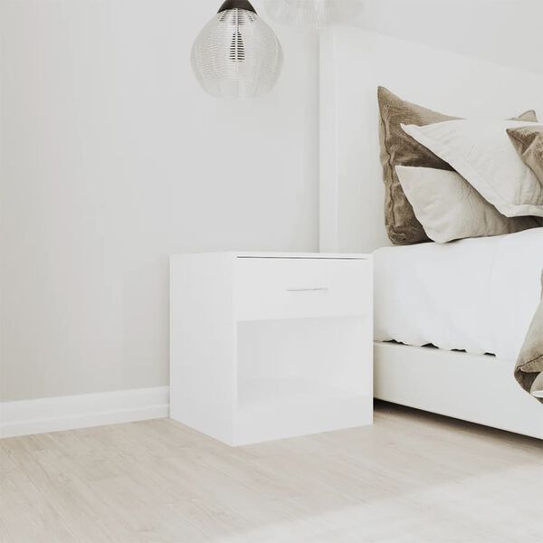 vidaXL Table de chevet 2 pcs avec tiroir Blanc