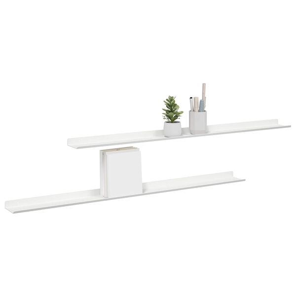 vidaXL &Eacute;tag&egrave;re flottante 2 pcs Blanc 100 x 9 x 2,5 cm Acier