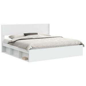 vidaXL Cadre de lit avec rangement et t&ecirc;te de lit Blanc 200 x 200 cm
