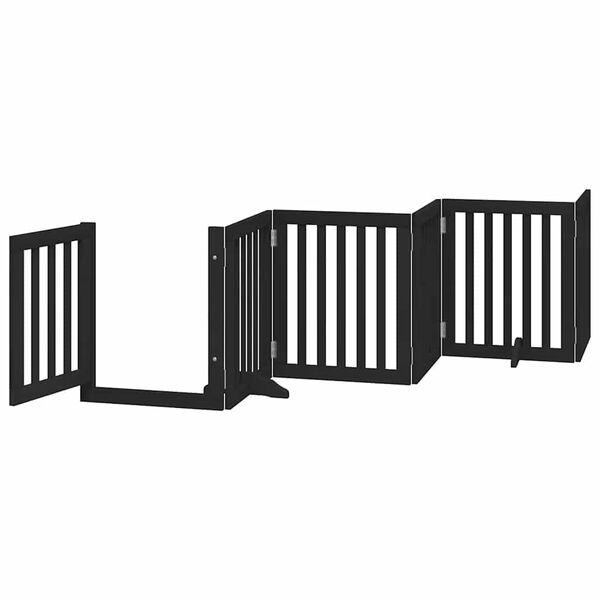 vidaXL Barri&egrave;re pour chien porte pliable 15panneaux noir bois peuplier