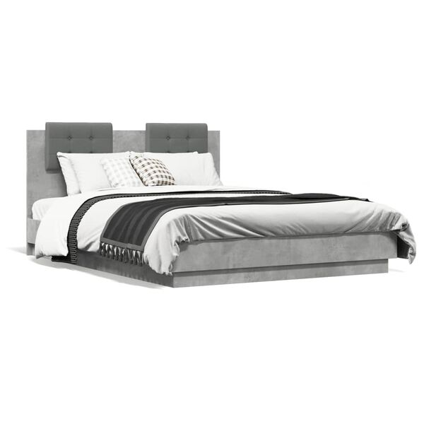 vidaXL Cadre de lit sans matelas gris b&eacute;ton 120x190 cm