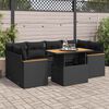 vidaXL Salon de jardin 6 pcs avec coussins noir r&eacute;sine tress&eacute;e acacia
