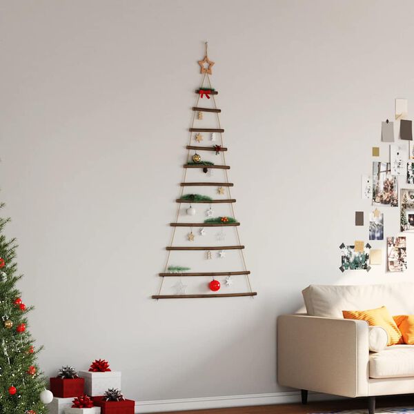 vidaXL Sapin de No&euml;l suspendu avec &eacute;toile sup&eacute;rieure 74 x 150 cm Branche naturelle