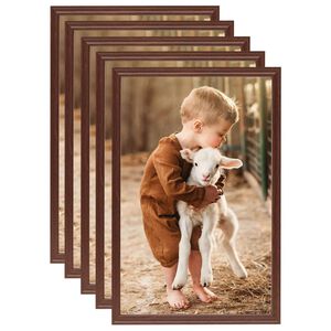 vidaXL Collage de cadres photo 5 pcs de table Marron 21x29,7 cm MDF
