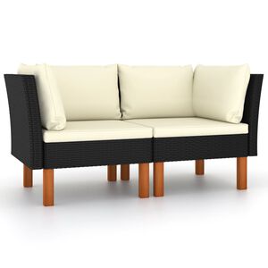 vidaXL Canap&eacute;s d'angle 2pcs R&eacute;sine tress&eacute;e et bois d'eucalyptus massif