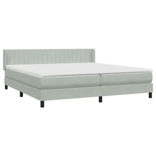 vidaXL Sommier &agrave; lattes de lit et matelas gris clair 180x210cm velours