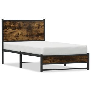 vidaXL Cadre de lit en m&eacute;tal sans matelas ch&ecirc;ne fum&eacute; 75x190 cm