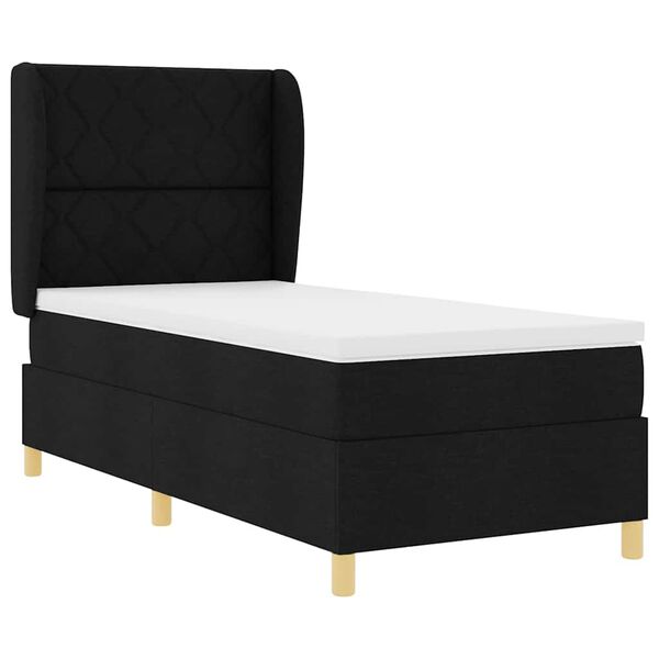 vidaXL Lit &agrave; ressorts avec matelas gris fonc&eacute; 90x190 cm Noir