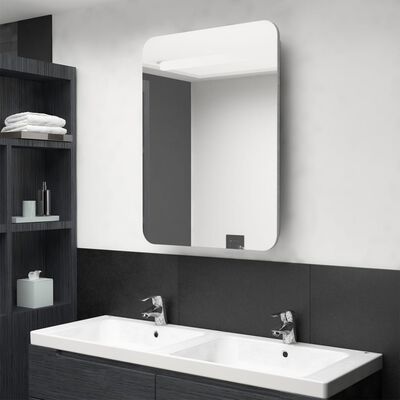 vidaXL Armoire de salle de bain à miroir LED gris béton 60x11x80 cm