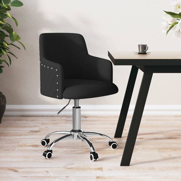 vidaXL Chaise pivotante de bureau Noir Tissu