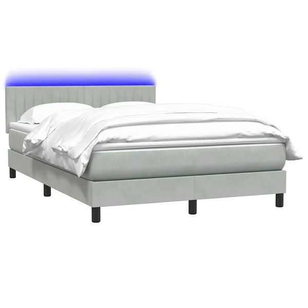 vidaXL Sommier &agrave; lattes de lit et matelas et LED gris clair 160x210cm velours