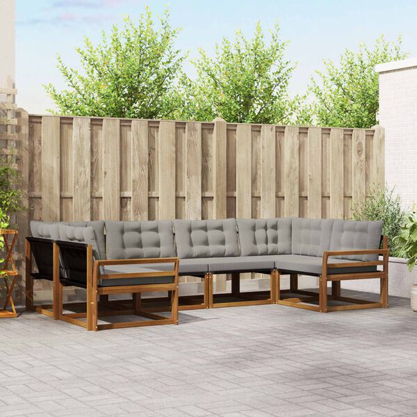 vidaXL Ensemble de canap&eacute;s d'ext&eacute;rieur 6 pcs Gris Naturel et Clair