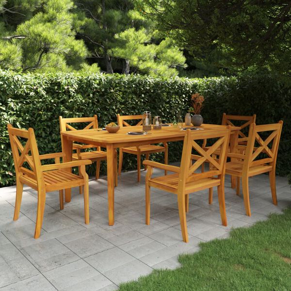 vidaXL Ensemble &agrave; manger de jardin 7 pcs Bois d'acacia solide