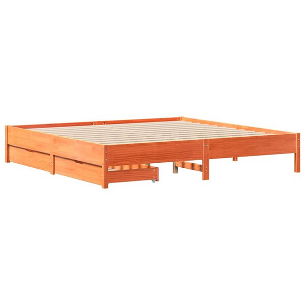 vidaXL Cadre de lit sans matelas cire marron 180x200cm bois pin massif