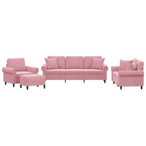 vidaXL Ensemble de canap&eacute;s 4 pcs avec coussins rose velours