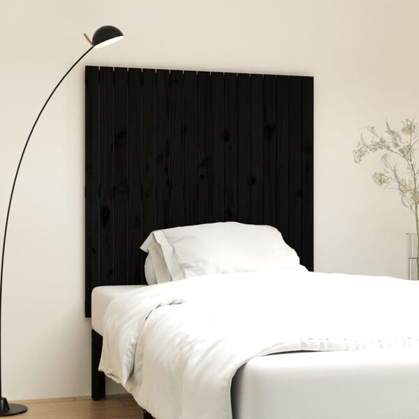 vidaXL T&ecirc;te de lit murale Noir 108x3x110 cm Bois massif de pin