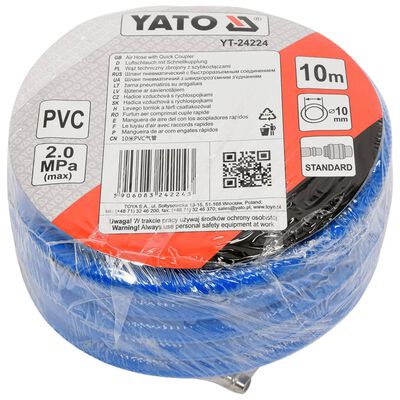 YATO Tuyau d'air avec raccord PVC 10 mm x 10 m Bleu