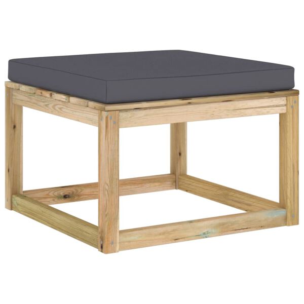 vidaXL Repose-pied de jardin avec coussin bois impr&eacute;gn&eacute; de vert