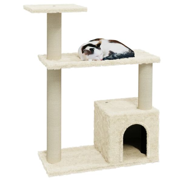 vidaXL Arbre &agrave; chat avec griffoirs en sisal Cr&egrave;me 70 cm