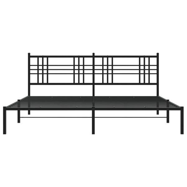 vidaXL Cadre de lit m&eacute;tal sans matelas avec t&ecirc;te de lit noir 200x200cm
