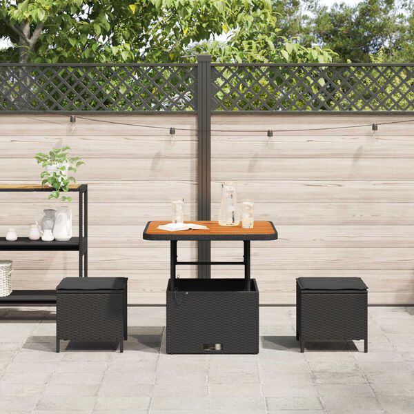 vidaXL Ensemble de salle à manger pour jardin Noir Poly rotin