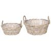 vidaXL Panier de Plante avec stockage 2 pcs Gris Rattan Lacak