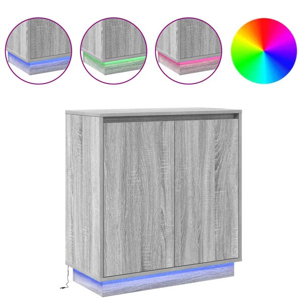 vidaXL Buffet LED Gris Sonoma 71 x 34,5 x 75 cm Bois d'ing&eacute;nierie