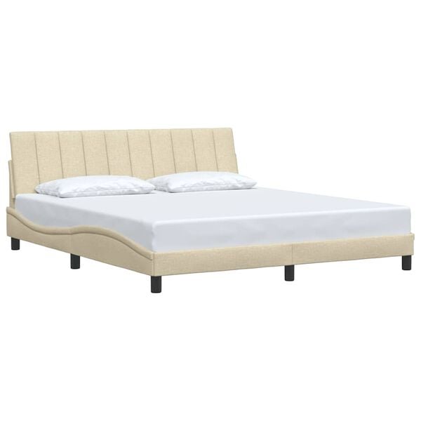 vidaXL Cadre de lit sans matelas Hanko cr&egrave;me 180x200 cm tissu