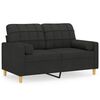 vidaXL Canap&eacute; 2 places avec oreillers d&eacute;coratifs noir 120 cm tissu