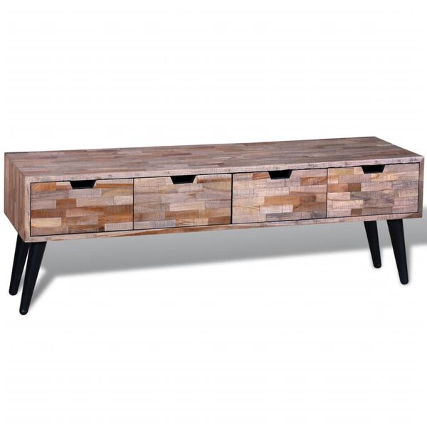 vidaXL Table console TV avec 4 tiroirs Bois de teck recyclé