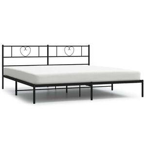 vidaXL Cadre de lit m&eacute;tal sans matelas avec t&ecirc;te de lit noir 183x213cm