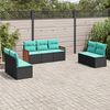 vidaXL Salon de jardin 7 pcs avec coussins noir r&eacute;sine tress&eacute;e