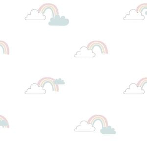 Noordwand Papier peint Mondo baby Clouds Blanc, bleu et rose