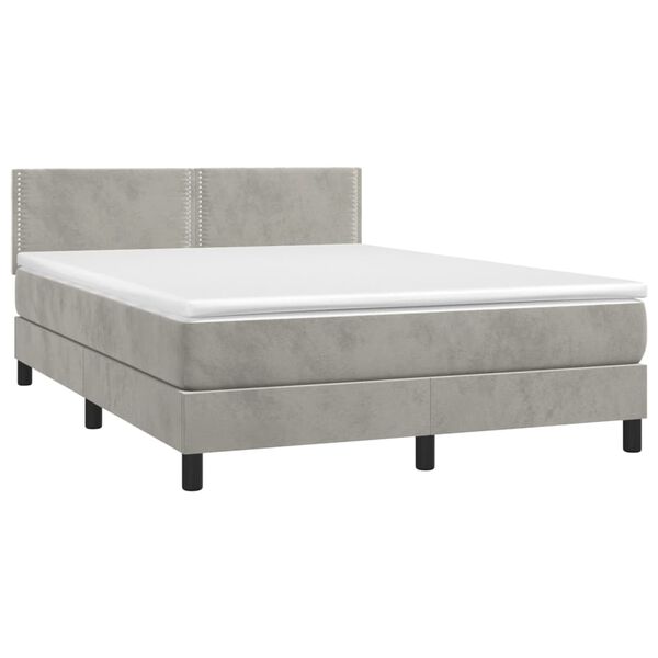 vidaXL Sommier &agrave; lattes de lit avec matelas LED Gris clair 140x200 cm